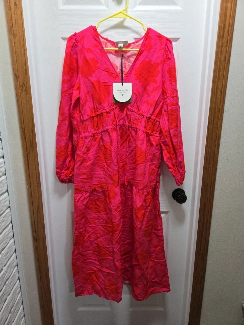 kate spade Fuchsia Pink Floral Long Sleeve Midi Dress